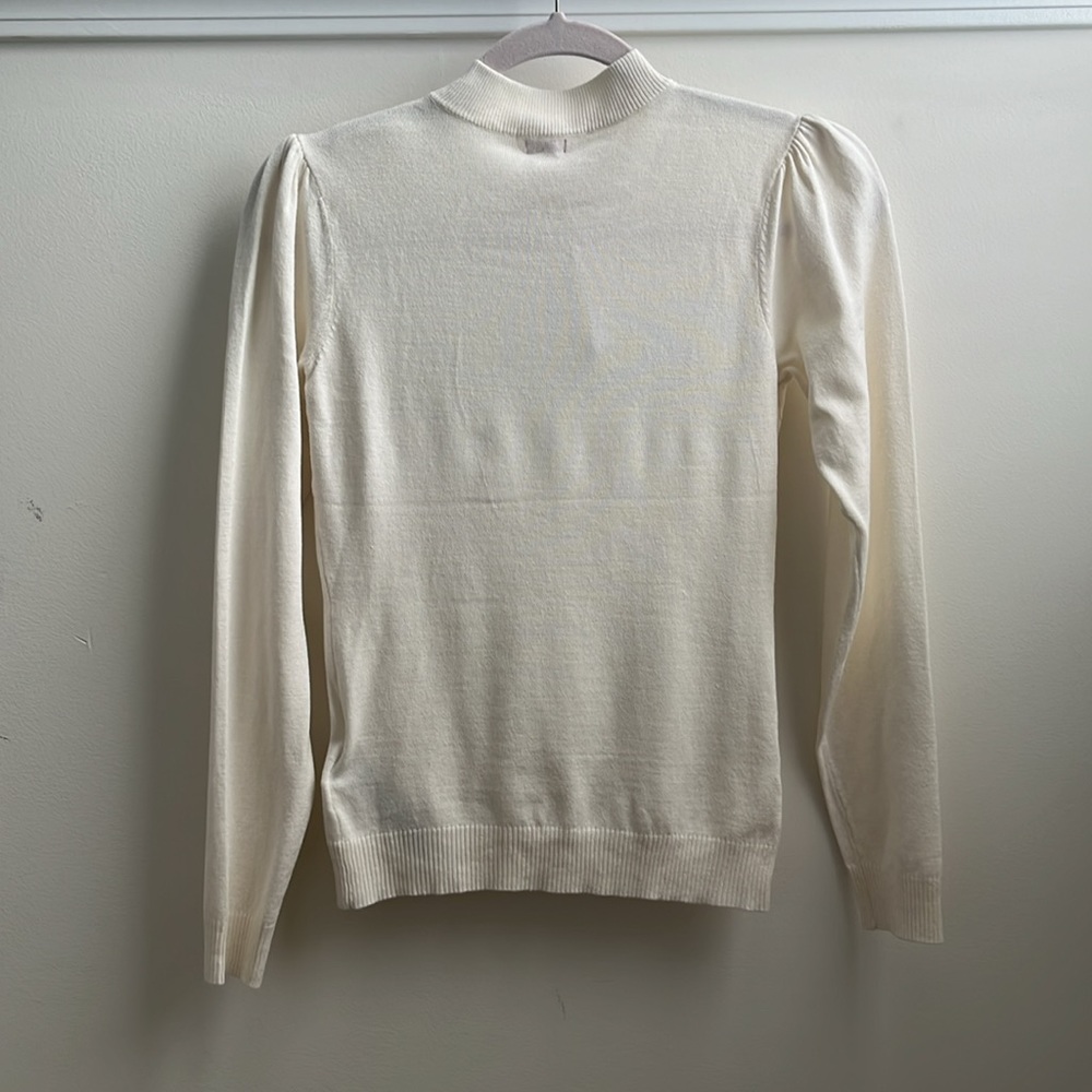 NWT, Jr. M, Guess, Puff Long Sleeve, Mock Turtleneck, Rhinestone Branded Sweater - Picture 4 of 4